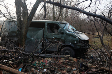 12_15_2025 Donetsk region Ukraine destroyed car 