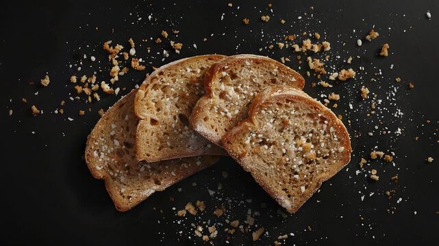 Video Freshly baked bread sits atop a wooden table, awaiting use