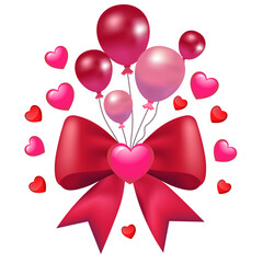 balloons and a bow with a heart