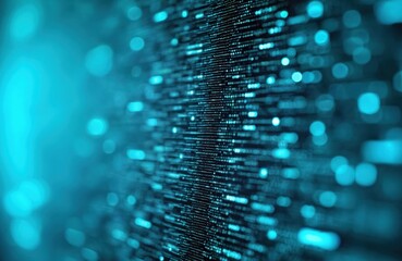 Digital screen display with many small blue lights creating a blurred abstract texture. Futuristic tech background with bokeh effect, suitable for tech concepts. Bright glowing pattern.