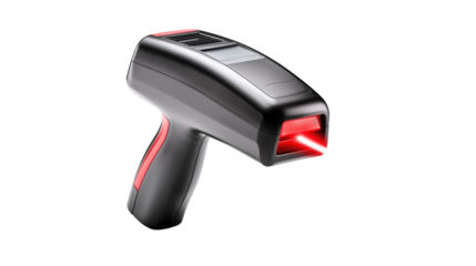Handheld laser barcode scanner for retail inventory and checkout systems.

