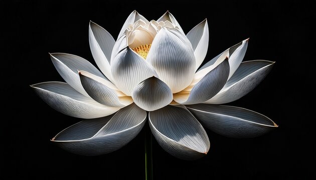 Elegant White Lotus Flowers In Full Bloom Against A Contrasting Black Backdrop