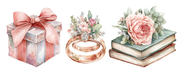 Naklejka premium Meaningful Gift Concept with Handpainted Watercolor Elements in Soft Palette
