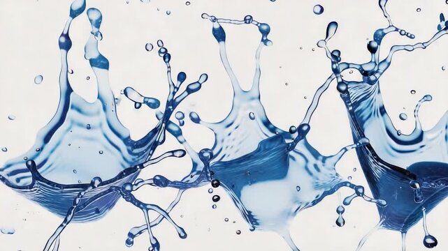 Video A group of blue water splashes on top of each other