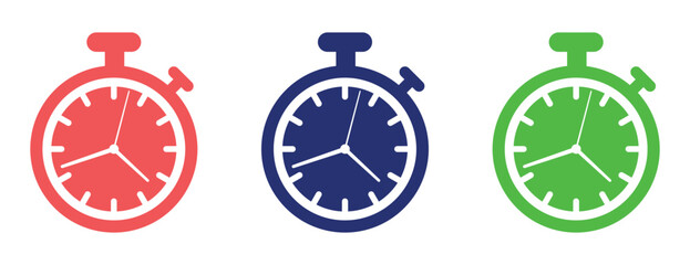 Colorful stopwatch icons for time tracking, deadline and speed vector