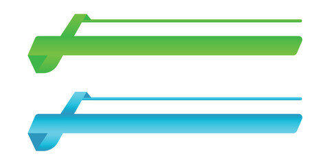 Modern geometric lower third banners, green and blue ribbon vector templates for video titles