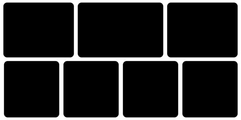 Photo collage template 7 pictures empty style for moodboard, album, bendo graphic design