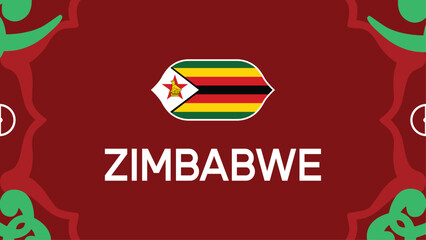 Zimbabwe Flag African Nations Morocco 2025 Emblem Countries Teams African Football Symbol Logo Design Vector Illustration