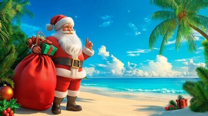 santa claus with a christmas tree