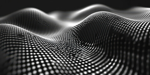 abstract particle wave undulating in monochrome digital landscape evoking futuristic data flow for tech wallpaper and sleek banner background