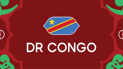 Congo Flag African Nations Morocco 2025 Emblem Countries Teams African Football Symbol Logo Design Vector Illustration