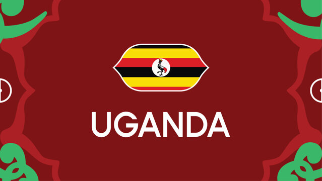 Uganda Flag African Nations Morocco 2025 Emblem Countries Teams African Football Symbol Logo Design Vector Illustration