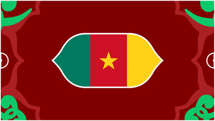 Cameroon Emblem Flag African Nations Morocco 2025 Countries Teams African Football Symbol Logo Design Vector Illustration