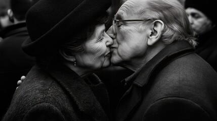 Portrait of a senior couple in love kissing