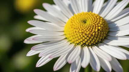 Obraz premium Beautiful white daisy flower with yellow center in garden
