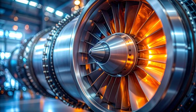 精密に作られた航空機エンジン内部が技術力を示すクローズアップ