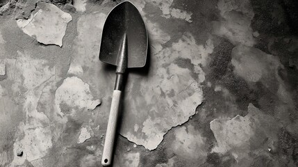 dirty shovel in the ground