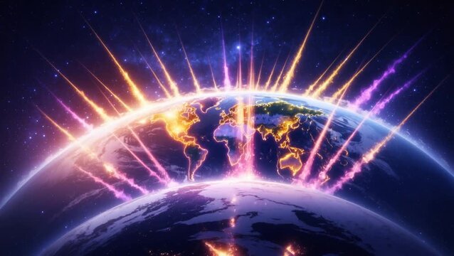 Light coming from the planet Earth. Transformation concept