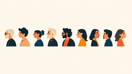 illustration with people: different ages and genders