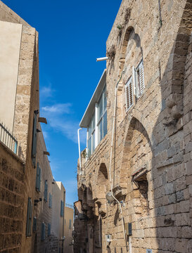 Street on Jaffa old town area in Tel Aviv city, Israel