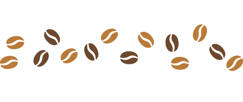 Coffee bean seamless background. Pattern with falling coffee beans. Food doodle sketch backdrop