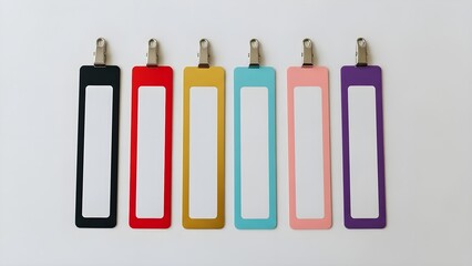 Colorful blank label clipboard clips in various vibrant shades and colors