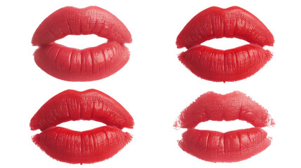Obraz premium Red lipstick mouth set for beauty and cosmetics advertising