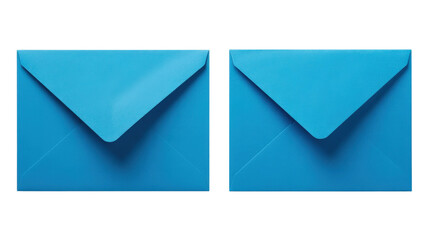 Two blue envelopes. Mail envelopes. Blue paper envelopes.