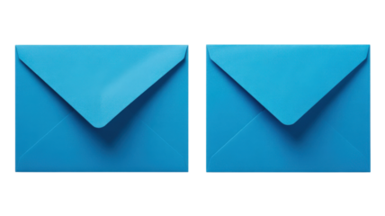 Two blue envelopes. Mail envelopes. Blue paper envelopes.