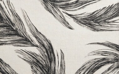 Obraz premium Abstract grayscale close-up of organic shapes resembling stylized feathers on a textured white surface