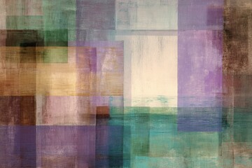 Abstract geometric artwork with overlapping rectangles in muted colors