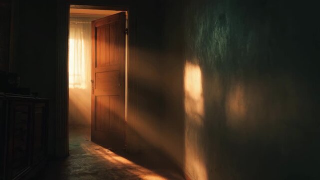 Mysterious Doorway with Dramatic Light and Shadows