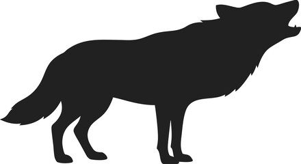 Fototapeta premium Walking Wolf Black Silhouette Isolated on White