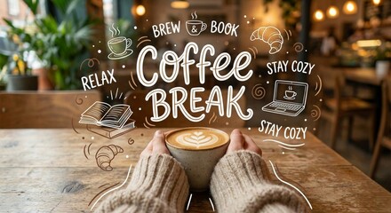 vintage coffee cup. Coffee Break: Relax, Brew & Book