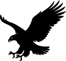 Eagle Silhouette with Spread Wings on White Background
