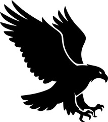 Flying Eagle Black Silhouette Isolated on White Background