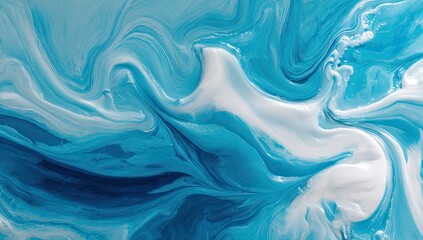 Obraz premium Abstract swirling composition of blues and white resembling liquid, resembling ocean waves