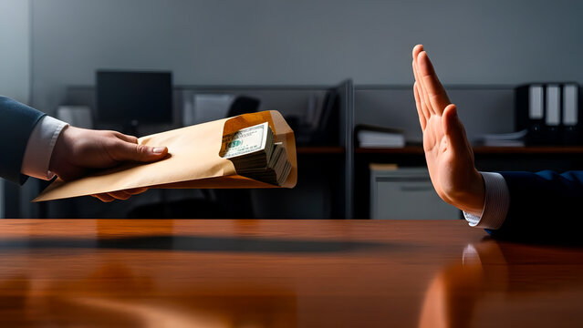 Refusing an illegal offer: M&atilde;o rejects bribe in envelope, demonstrating an ethical point of view