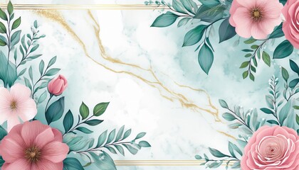 elegant watercolor floral design with marble background perfect for custom text or invitations