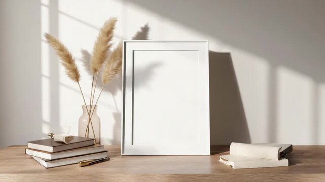 Clean wooden surface with neatly arranged objects.