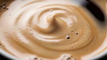Rich velvety coffee foam with swirling design and bubbles for National Irish Coffee Day