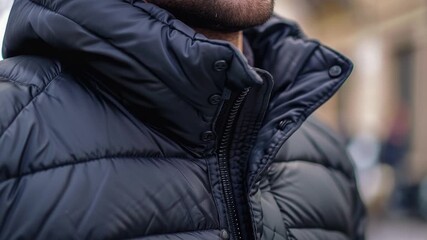 Video A man with a long beard wears a black jacket, perfect for a formal occasion or as a character in a story