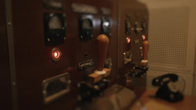 Vintage radio control panel blinking red light
