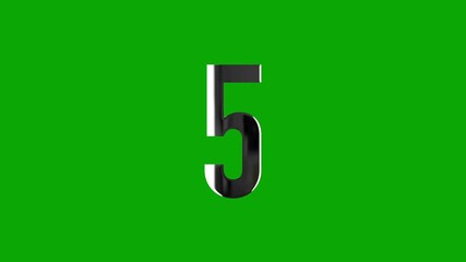 Countdown Number 10 to 1 Animation with Metallic Ring Isolated on Green Screen Background