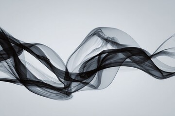 Abstract, wavy, flowing shapes in shades of gray on a neutral, light background