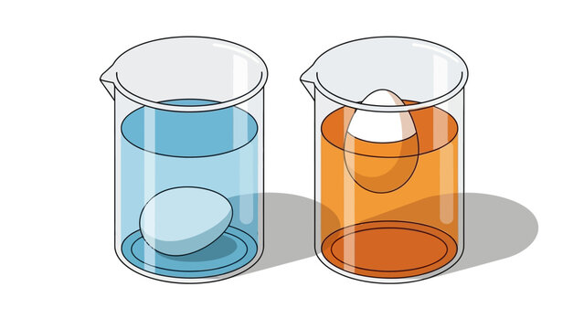 Archimedes principle: egg buoyancy experiment in scientific beaker