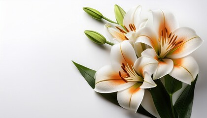 Fototapeta premium Easter Lily Flowers On White Background