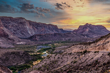 A dramatic sunset over the canyons of Big Bend.