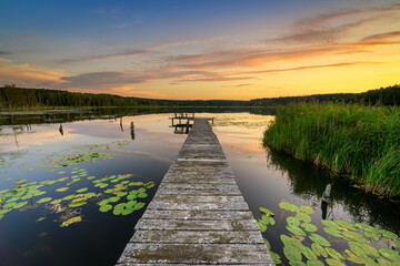 Summer sunset over the lake