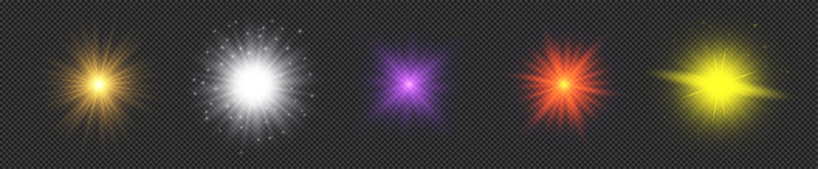 Set of light effects of lens flares